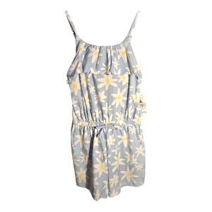 Girls Blue Floral Spaghetti Strap Romper